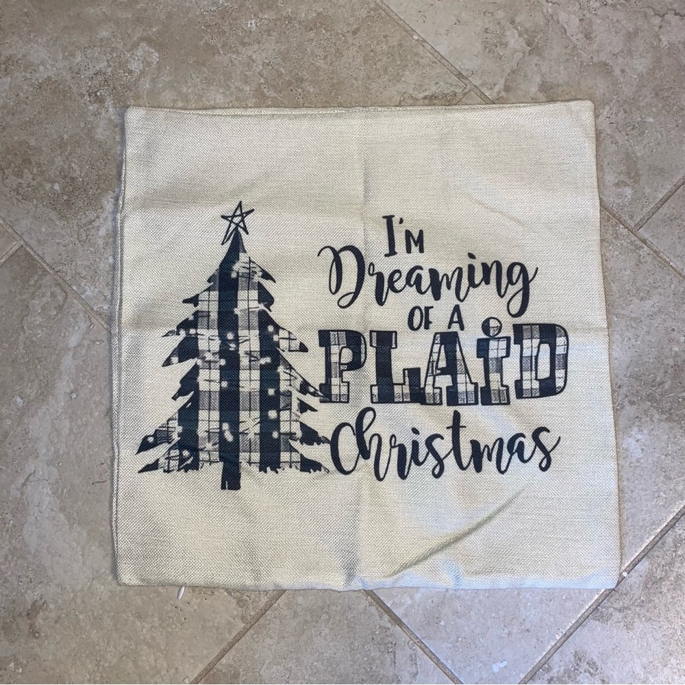 Plaid Christmas Pillow Cover - Black and Cream